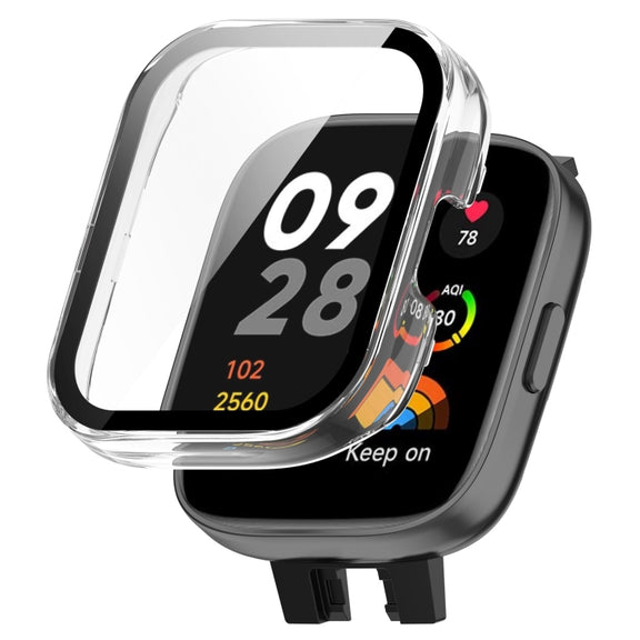 For Xiaomi Mi Watch Lite 3 PC + Tempered Film Integrated Watch Protective Case(Transparent)