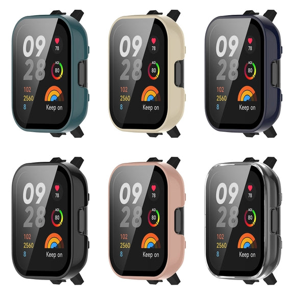 For Xiaomi Mi Watch Lite 3 PC + Tempered Film Integrated Watch Protective Case(Transparent)