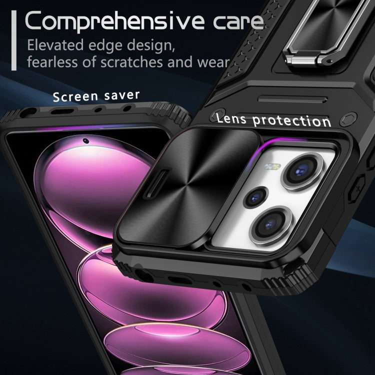 For Redmi Note 12 Pro Global Camshield Robot TPU Hybrid PC Phone Case(Black) - Note 12 Pro Cases by PMC TechLife | Online Shopping South Africa | PMC TechLife | Buy Now Pay Later Mobicred