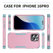 For iPhone 16 Pro Commuter Shockproof TPU + PC Phone Case(Pink+Grey Green)