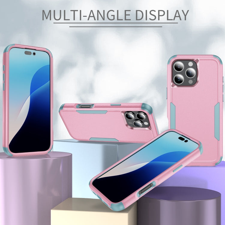For iPhone 16 Pro Commuter Shockproof TPU + PC Phone Case(Pink+Grey Green) - free shipping - PMC TechLife - Order now!