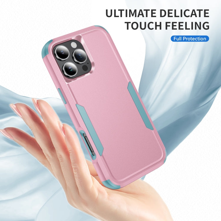 For iPhone 16 Pro Commuter Shockproof TPU + PC Phone Case(Pink+Grey Green) - free shipping - PMC TechLife - Order now!