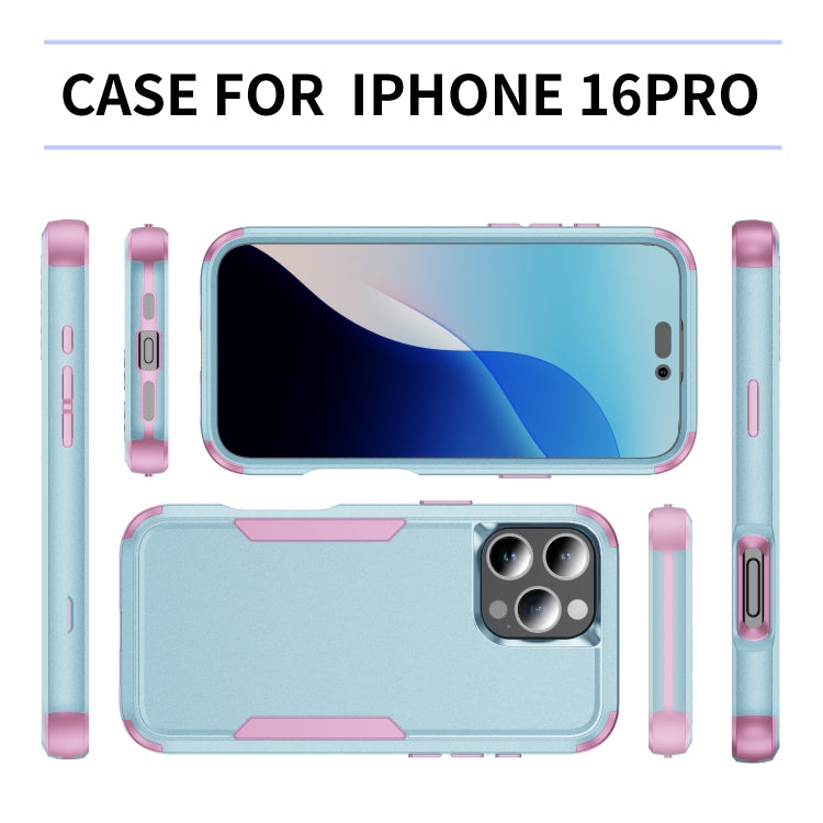 For iPhone 16 Pro Commuter Shockproof TPU + PC Phone Case(Grey Green+Pink) - free shipping - PMC TechLife - Order now!