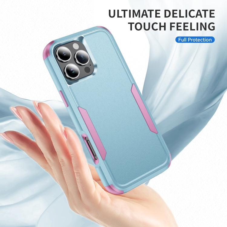 For iPhone 16 Pro Commuter Shockproof TPU + PC Phone Case(Grey Green+Pink) - free shipping - PMC TechLife - Order now!