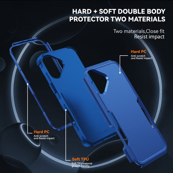 For iPhone 16 Commuter Shockproof TPU + PC Phone Case(Royal Blue)