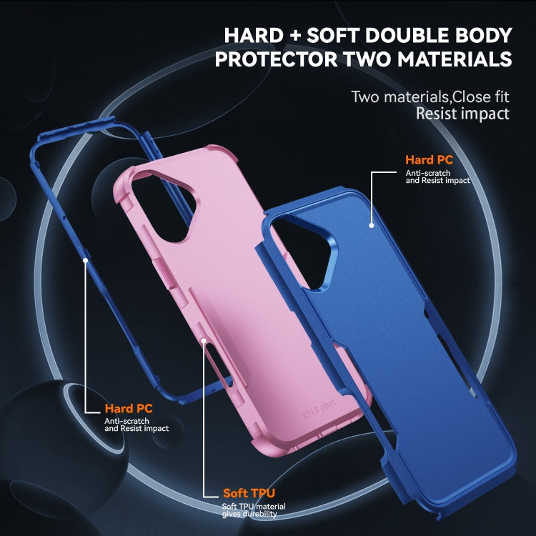 For iPhone 16 Commuter Shockproof TPU + PC Phone Case(Royal Blue+Pink) - iPhone 16 Cases by PMC TechLife | Online Shopping South Africa | PMC TechLife | Buy Now Pay Later Mobicred