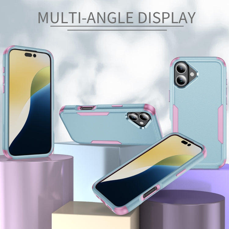 For iPhone 16 Commuter Shockproof TPU + PC Phone Case(Grey Green+Pink) - iPhone 16 Cases by PMC TechLife | Online Shopping South Africa | PMC TechLife | Buy Now Pay Later Mobicred