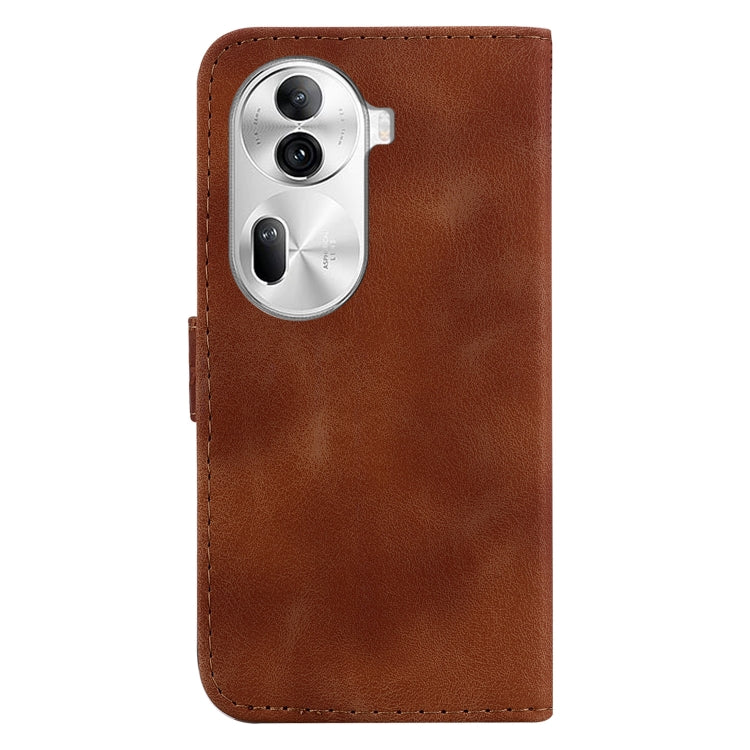 For OPPO Reno 11 Pro 5G Global 7-shaped Embossed Leather Phone Case(Brown) - Reno11 Pro Cases by PMC TechLife | Online Shopping South Africa | PMC TechLife | Buy Now Pay Later Mobicred