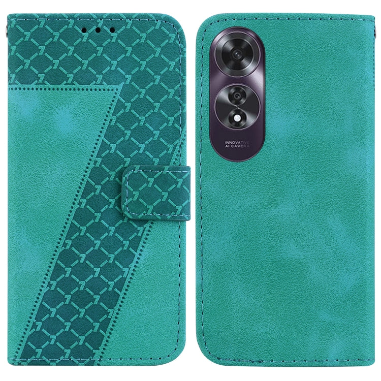 For OPPO A60 4G 7-shaped Embossed Leather Phone Case(Green) - OPPO Cases by PMC TechLife | Online Shopping South Africa | PMC TechLife | Buy Now Pay Later Mobicred