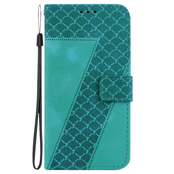 For Realme 12 5G 7-shaped Embossed Leather Phone Case(Green)