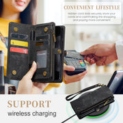 For Samsung Galaxy Z Fold5 CaseMe 008 Multifunctional Zipper Wallet Phone Leather Case(Black)