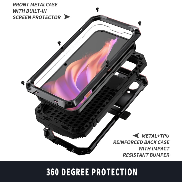 For iPhone 15 Plus R-JUST Shockproof Life Waterproof Dust-proof Metal + Silicone Phone Case with Holder(Black) - free shipping - PMC TechLife - Order now!