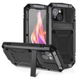 For iPhone 15 R-JUST Shockproof Life Waterproof Dust-proof Metal + Silicone Phone Case with Holder(Black) - iPhone 15 Cases by R-JUST | Online Shopping South Africa | PMC TechLife | Buy Now Pay Later Mobicred