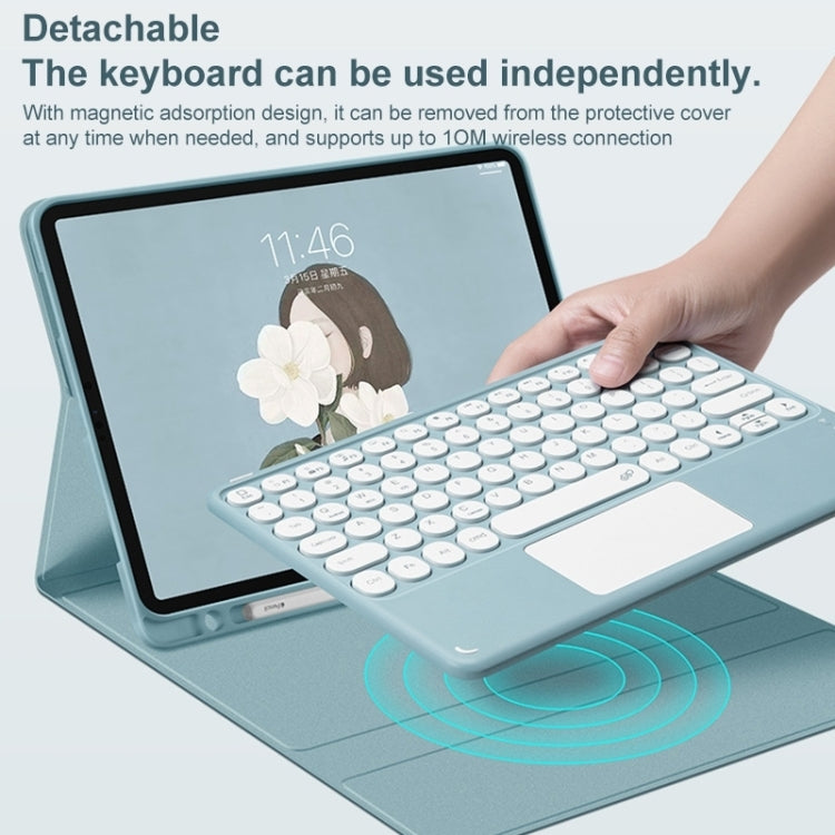 For Samsung Galaxy Tab S8+ / S7 FE / S7+ Round Cap Bluetooth Keyboard Leather Case with Pen Slot & Touchpad(Blue) - free shipping - PMC TechLife - Order now!