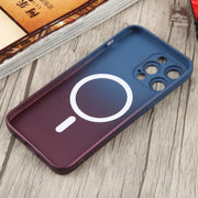 For iPhone 15 Liquid TPU Silicone Gradient MagSafe Phone Case(Blue Purple)