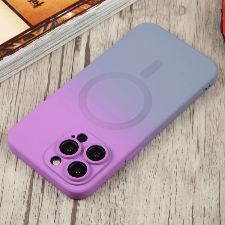 For iPhone 15 Pro Max Liquid TPU Silicone Gradient MagSafe Phone Case(Purple)
