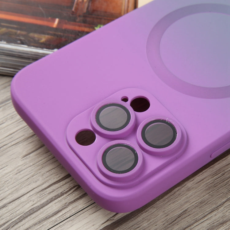 For iPhone 15 Pro Max Liquid TPU Silicone Gradient MagSafe Phone Case(Purple)