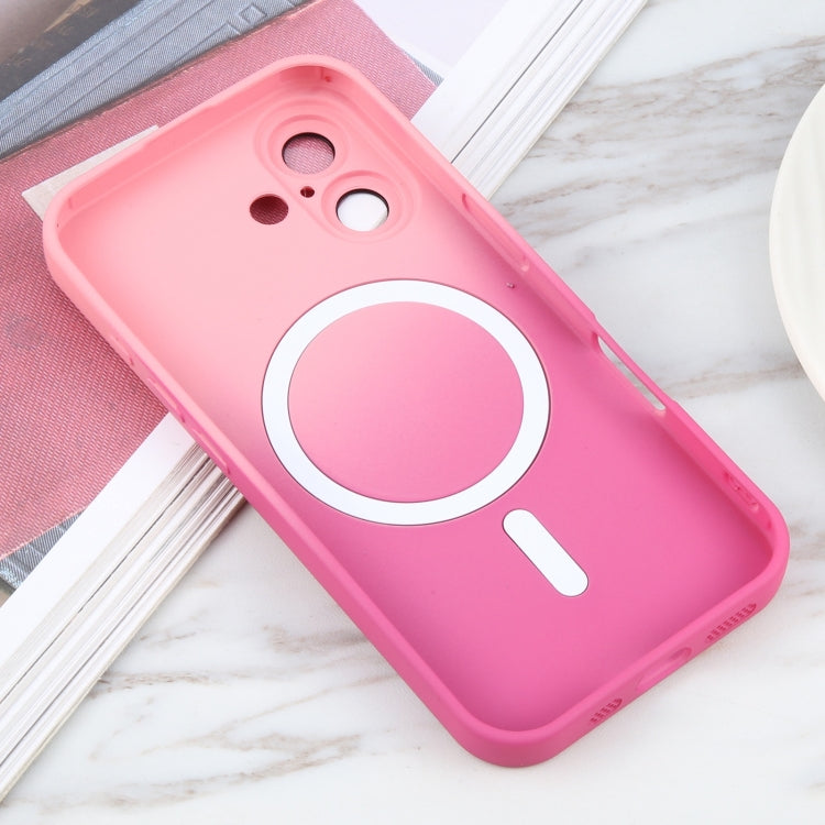 For iPhone 16 Plus Liquid TPU Silicone Gradient MagSafe Phone Case(Pink Red) - free shipping - PMC Jewellery - Order now!