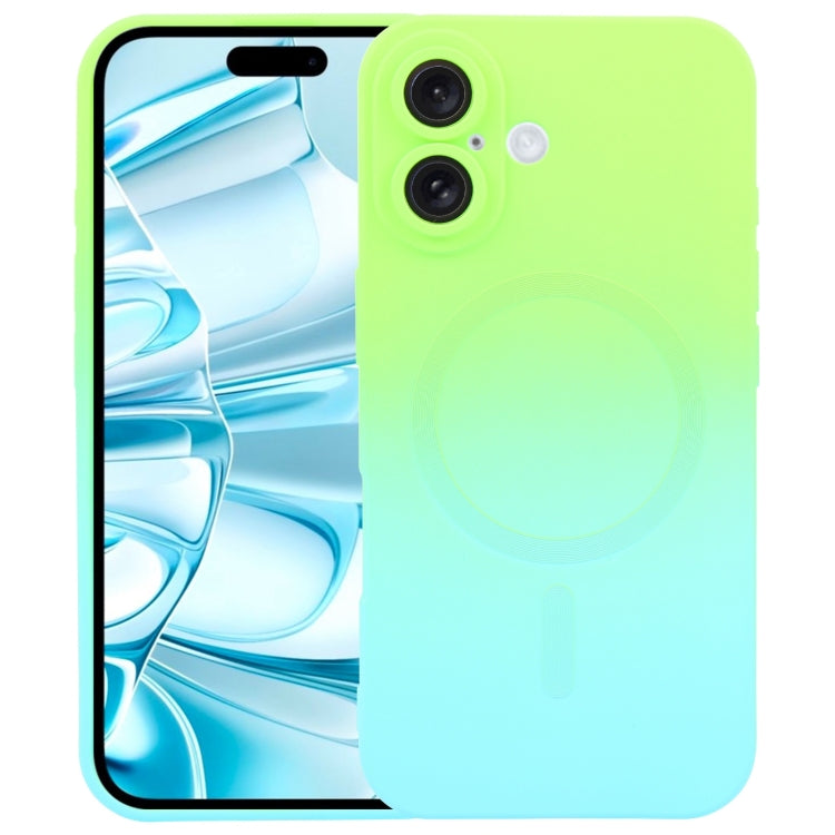 For iPhone 16 Liquid TPU Silicone Gradient MagSafe Phone Case(Cyan Blue) - iPhone 16 Cases by PMC TechLife | Online Shopping South Africa | PMC TechLife | Buy Now Pay Later Mobicred