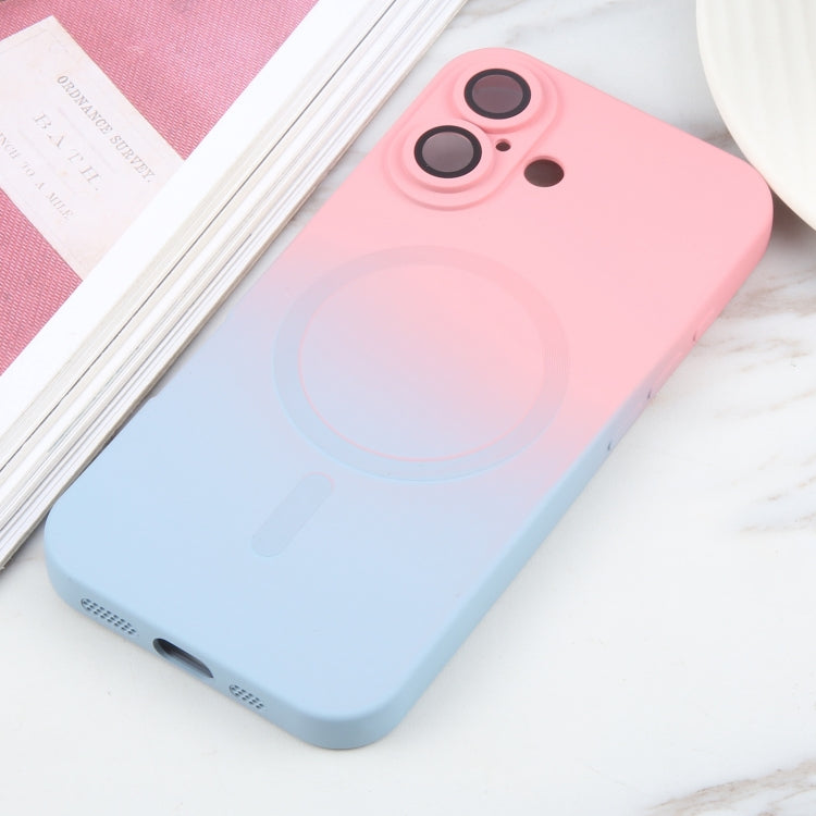 For iPhone 16 Liquid TPU Silicone Gradient MagSafe Phone Case(Pink Blue) - iPhone 16 Cases by PMC TechLife | Online Shopping South Africa | PMC TechLife | Buy Now Pay Later Mobicred