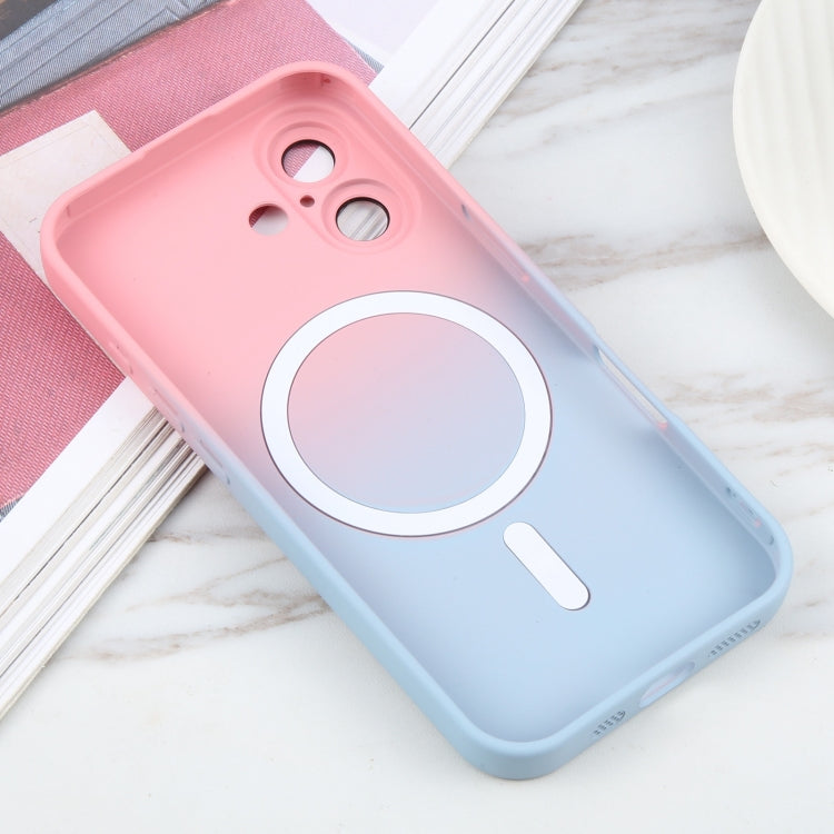 For iPhone 16 Liquid TPU Silicone Gradient MagSafe Phone Case(Pink Blue) - iPhone 16 Cases by PMC TechLife | Online Shopping South Africa | PMC TechLife | Buy Now Pay Later Mobicred
