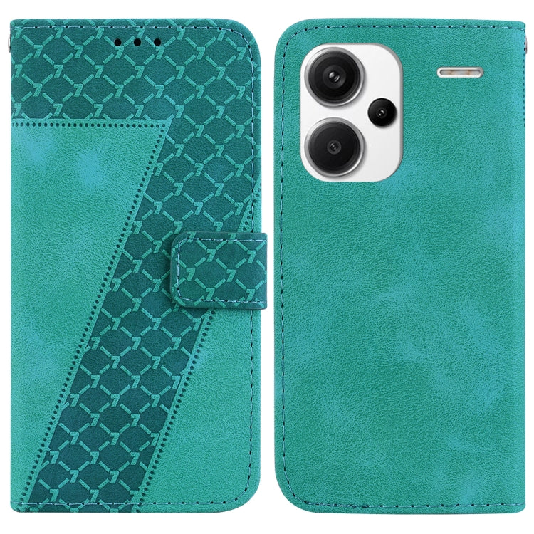 For Xiaomi Redmi Note 13 Pro+ 5G 7-shaped Embossed Leather Phone Case(Green) - Note 13 Pro+ Cases by PMC TechLife | Online Shopping South Africa | PMC TechLife | Buy Now Pay Later Mobicred