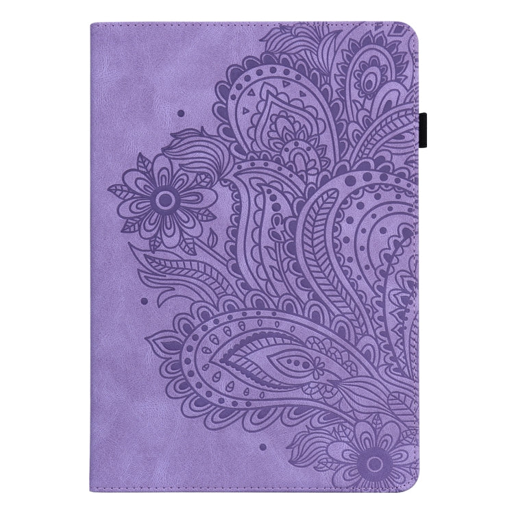 For Google Pixel Tablet Peacock Embossed Pattern Leather Tablet Case(Purple)