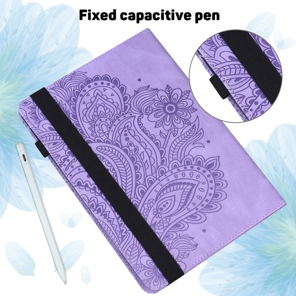 For Google Pixel Tablet Peacock Embossed Pattern Leather Tablet Case(Purple)