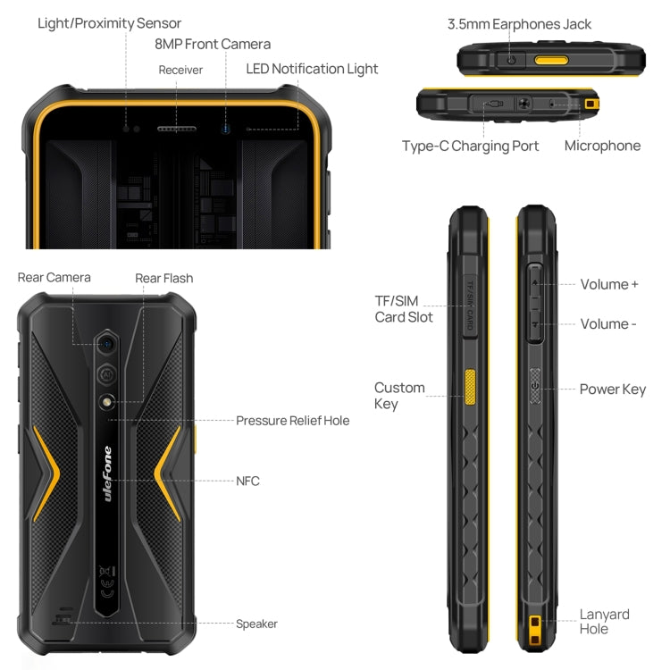 Ulefone Armor X12 Pro, 4GB+64GB, IP68/IP69K Rugged Phone, 5.45 inch Android 13 MediaTek Helio G36 Octa Core, Network: 4G, NFC(Some Orange) - free shipping - PMC Jewellery - Order now!