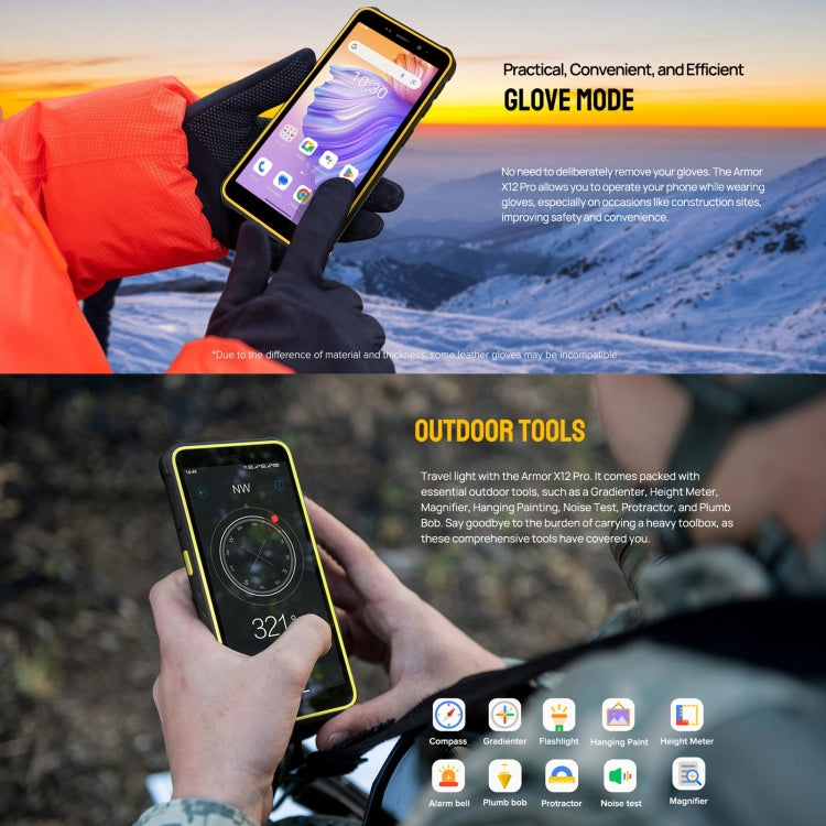 Ulefone Armor X12 Pro, 4GB+64GB, IP68/IP69K Rugged Phone, 5.45 inch Android 13 MediaTek Helio G36 Octa Core, Network: 4G, NFC(All Black) - free shipping - PMC TechLife - Order now!