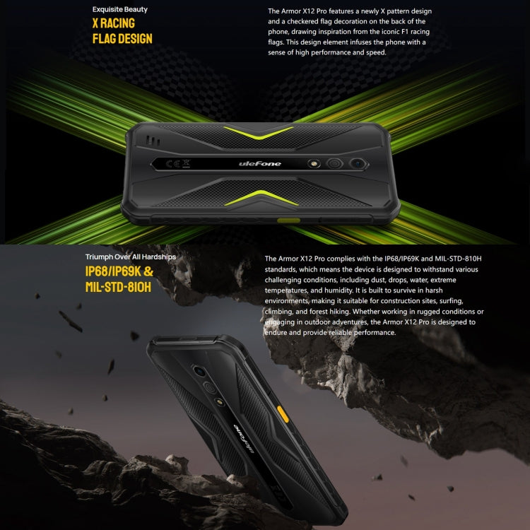 Ulefone Armor X12 Pro, 4GB+64GB, IP68/IP69K Rugged Phone, 5.45 inch Android 13 MediaTek Helio G36 Octa Core, Network: 4G, NFC(Less Green) - free shipping - PMC TechLife - Order now!