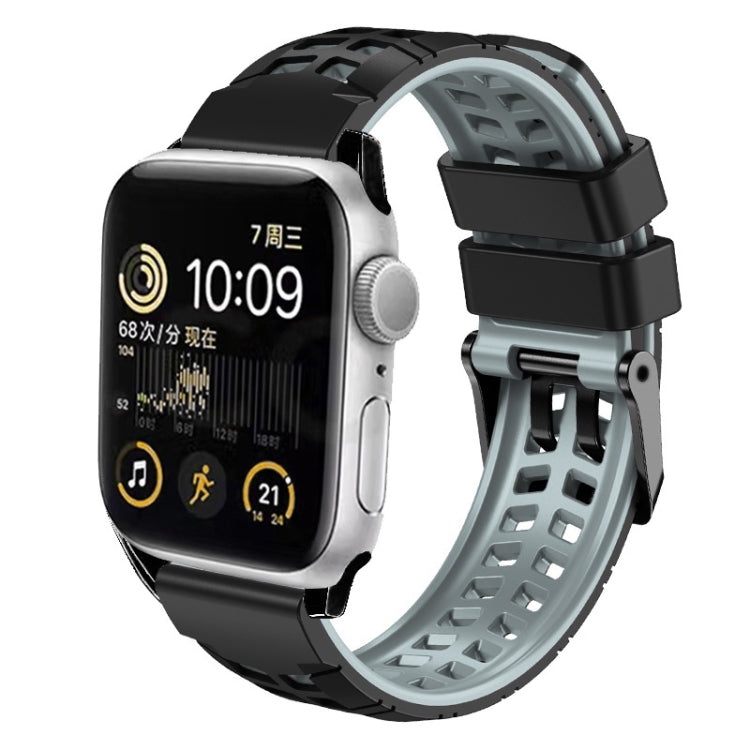 For Apple Watch SE 2023 40mm Twill Dual-row Buckle Silicone Watch Band(Black Grey) - Watch Bands by PMC TechLife | Online Shopping South Africa | PMC TechLife