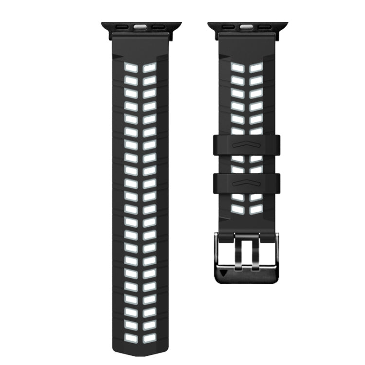 For Apple Watch SE 2023 40mm Twill Dual-row Buckle Silicone Watch Band(Black Grey) - Watch Bands by PMC TechLife | Online Shopping South Africa | PMC TechLife