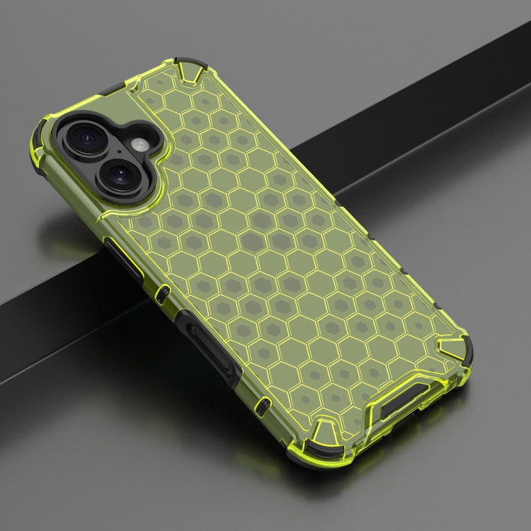 For iPhone 16 Honeycomb Shockproof Phone Case(Green)