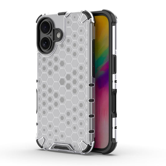 For iPhone 16 Plus Honeycomb Shockproof Phone Case(White) - free shipping - PMC Jewellery - Order now!