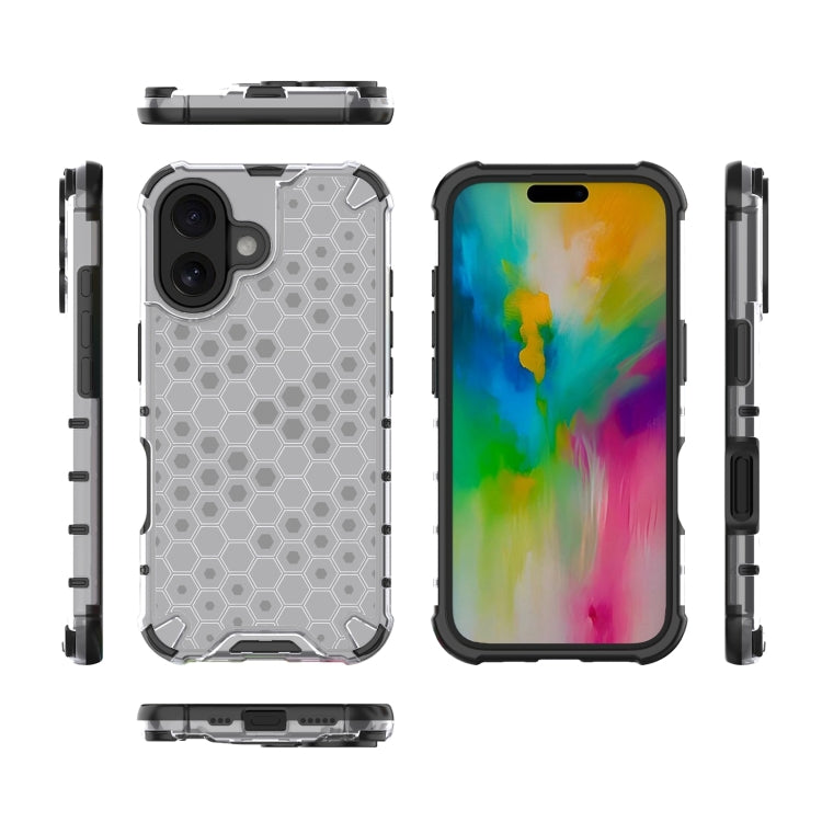 For iPhone 16 Plus Honeycomb Shockproof Phone Case(White) - free shipping - PMC Jewellery - Order now!