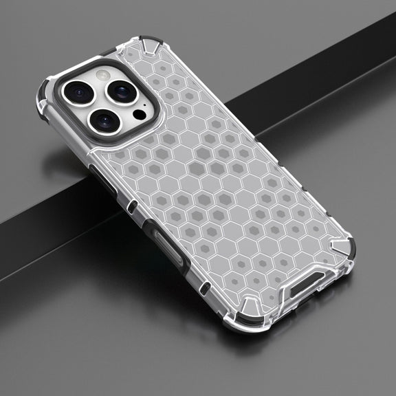 For iPhone 16 Pro Honeycomb Shockproof Phone Case(White)