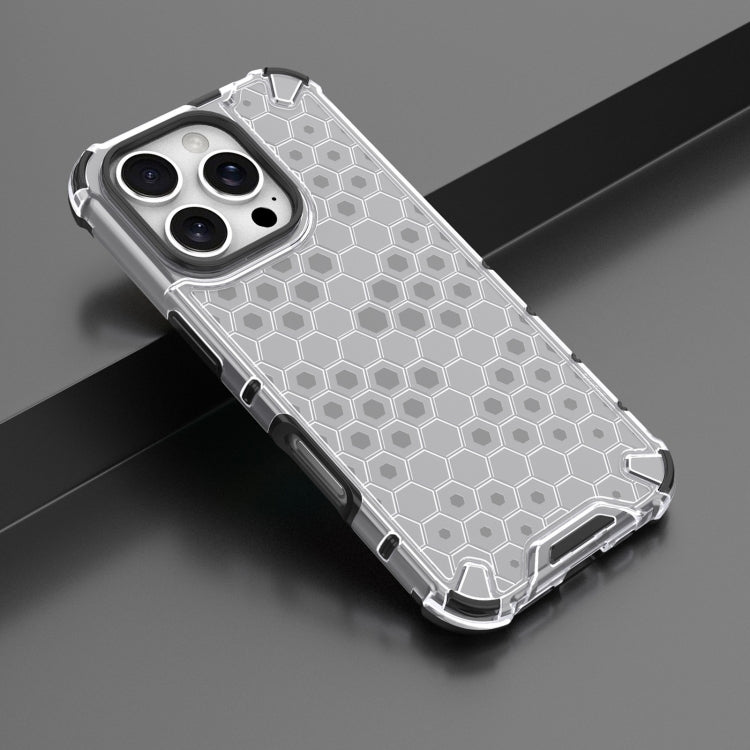 For iPhone 16 Pro Honeycomb Shockproof Phone Case(White)