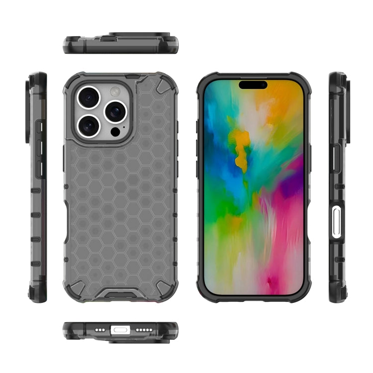For iPhone 16 Pro Honeycomb Shockproof Phone Case(Black) - free shipping - PMC Jewellery - Order now!