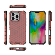 For iPhone 16 Pro Honeycomb Shockproof Phone Case(Red)