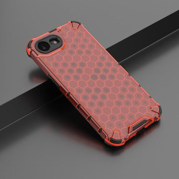 For iPhone 16e Honeycomb Shockproof Phone Case(Red)