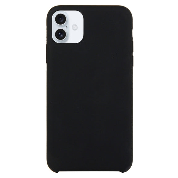 Solid Silicone Phone Case For iPhone 16(Black)