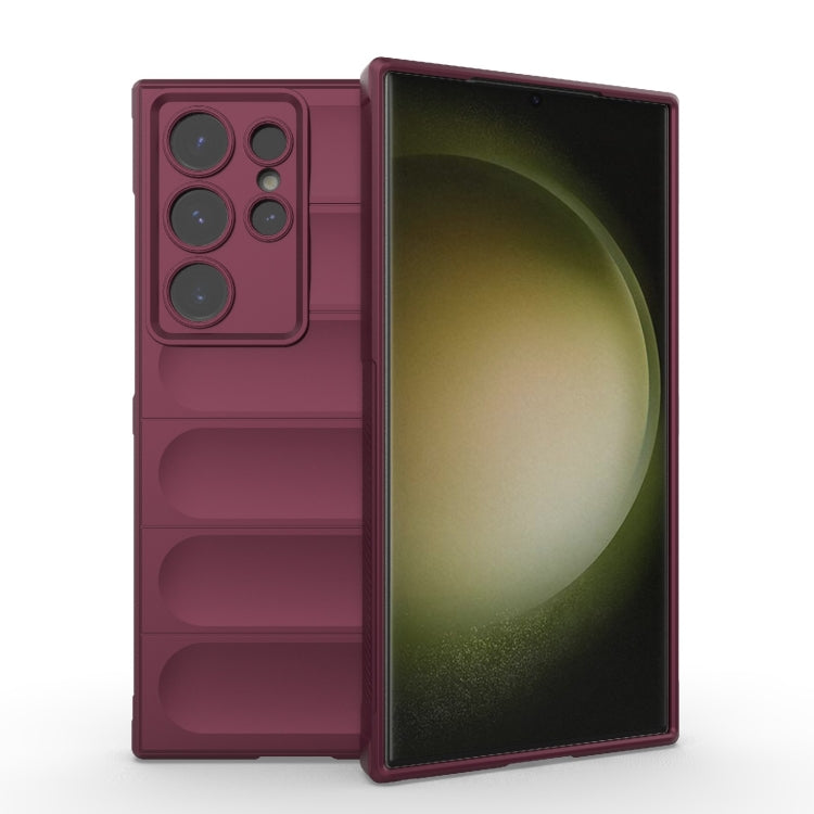 For Samsung Galaxy S24 Ultra 5G Magic Shield TPU + Flannel Phone Case(Wine Red) - Galaxy S24 Ultra 5G Cases by PMC TechLife | Online Shopping South Africa | PMC TechLife