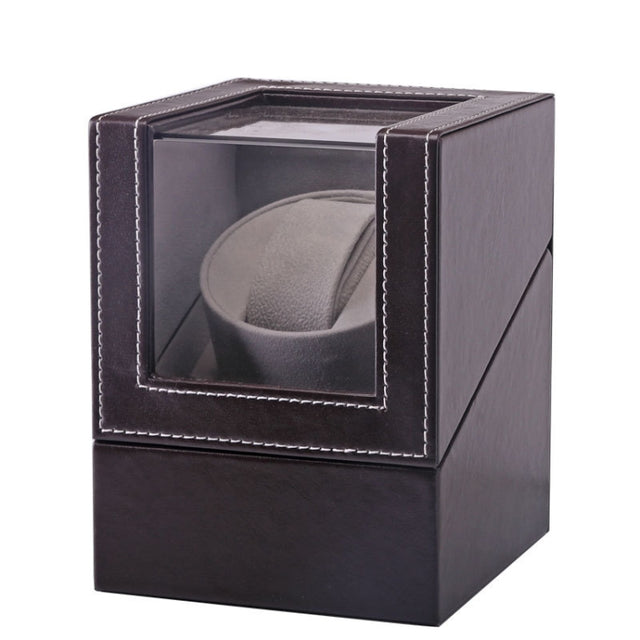 Leather Single Watch Box Electric Motor Watch Shaker Automatic Watch Shaker, US Plug