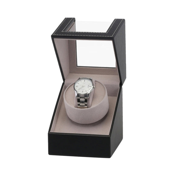 Leather Single Watch Box Electric Motor Watch Shaker Automatic Watch Shaker, US Plug