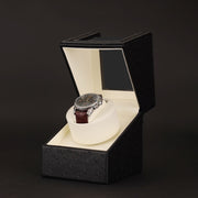 Leather Single Watch Box Electric Motor Watch Shaker Automatic Watch Shaker, US Plug