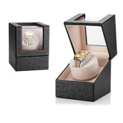 Leather Single Watch Box Electric Motor Watch Shaker Automatic Watch Shaker, US Plug