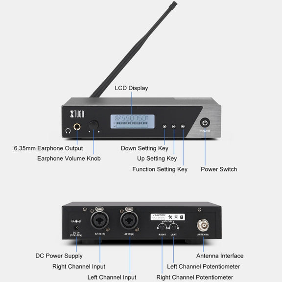 XTUGA  IEM1100 Professional Wireless In Ear Monitor System 1 BodyPacks(US Plug)