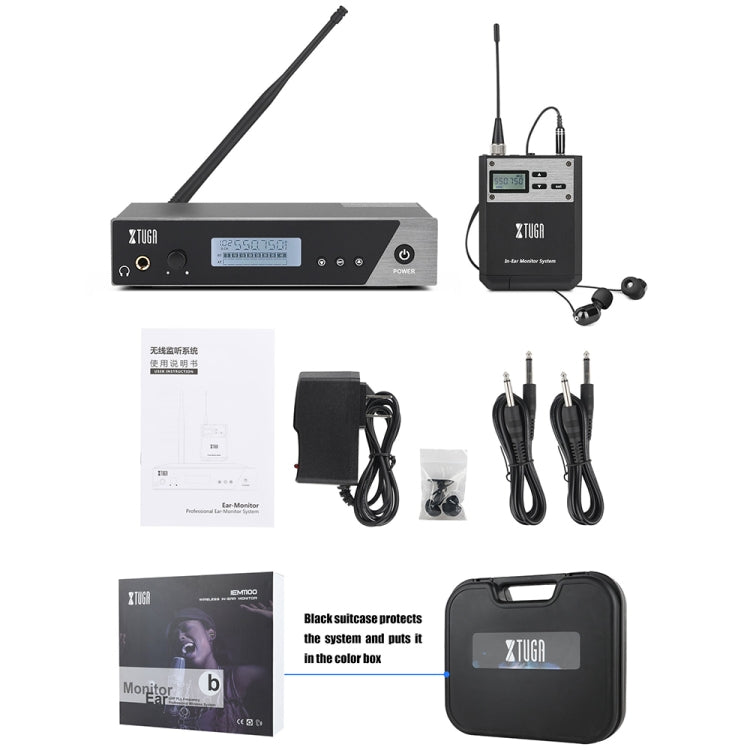 XTUGA  IEM1100 Professional Wireless In Ear Monitor System 1 BodyPacks(US Plug)