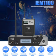 XTUGA  IEM1100 Professional Wireless In Ear Monitor System 1 BodyPacks(US Plug)